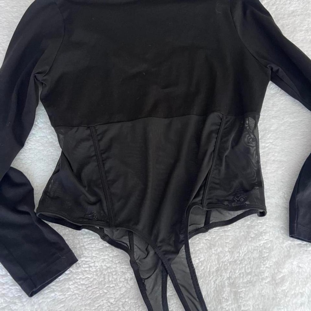 ASOS black bodysuit with mesh and leather details‎ Size M